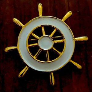 Trifari Nautical Ship Wheel Brooch